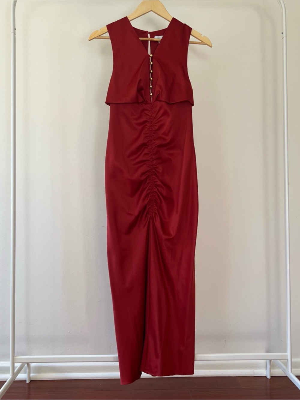 Topshop Red Satin Midi Dress